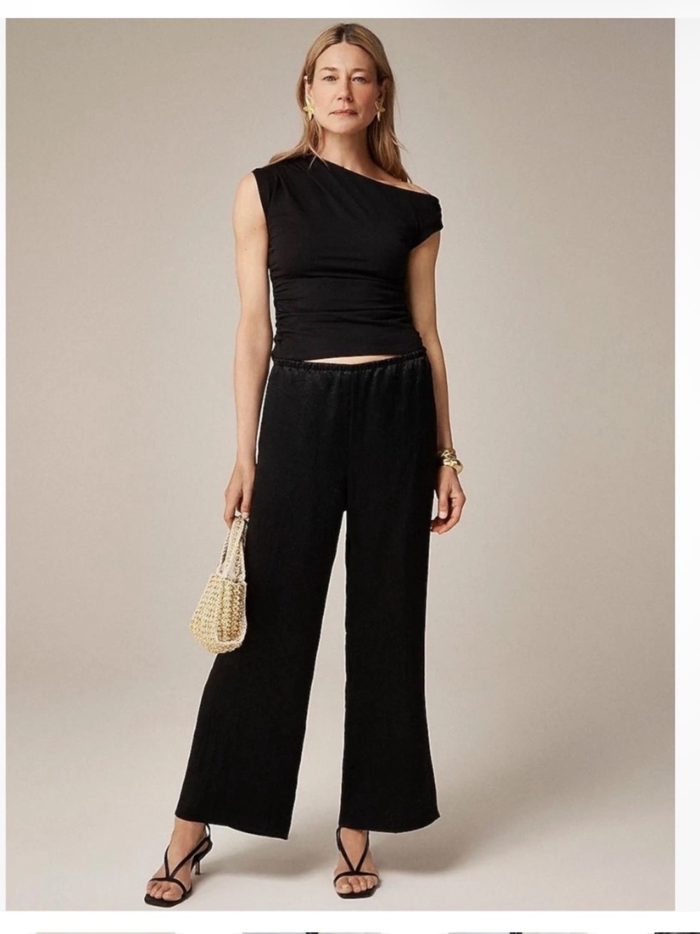J. Crew Cosmo cropped pant in textured satin - Jet Black NWOT